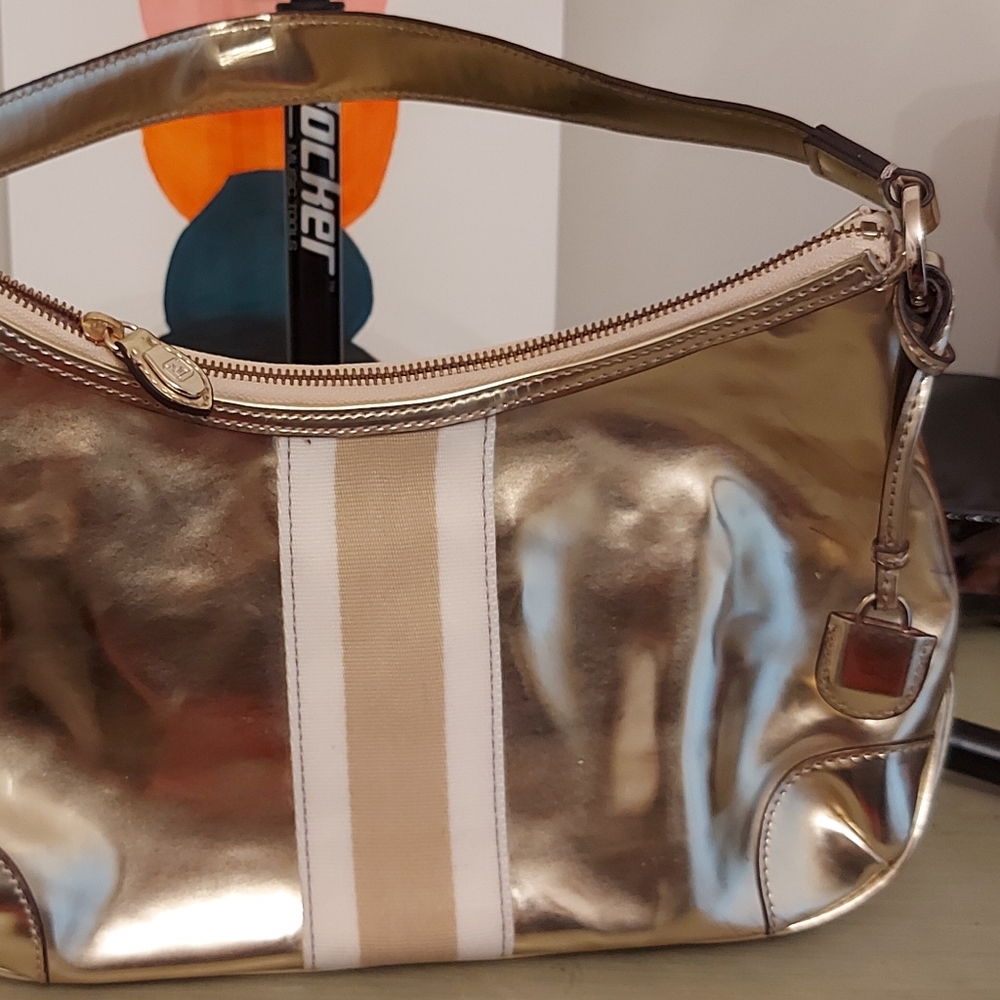 Liz Claiborne gold retro shoulder bag